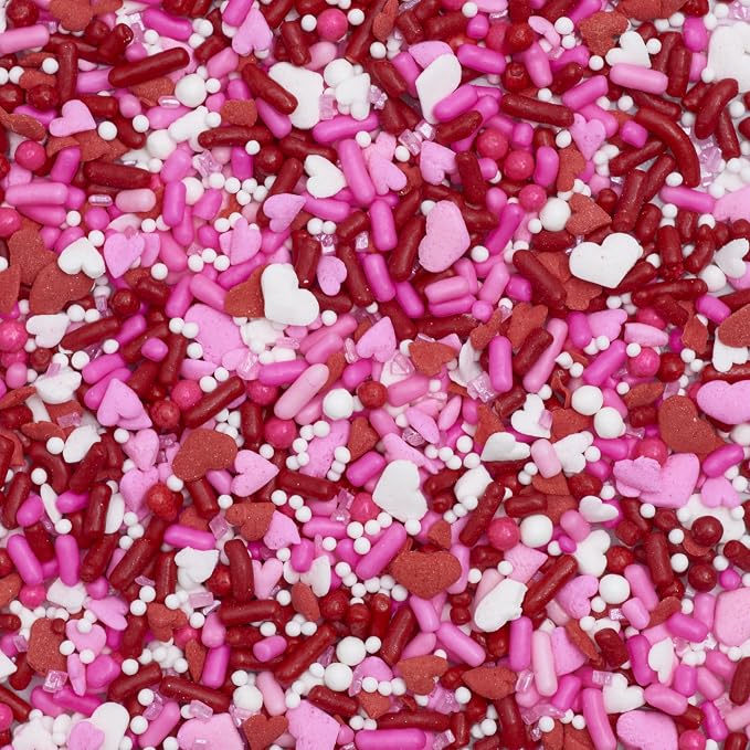 DecoPac Valentine Fusion Mix Sprinkles, 27oz, Pink, Red White Candy Sprinkles in Handheld Container, Edible Decorations For Celebration Cakes, Cupcakes, Cookies and Donuts