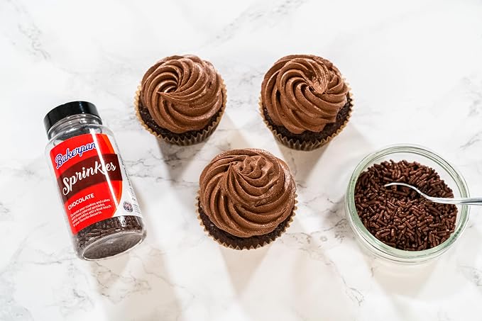 Bakerpan Chocolate Sprinkles for Ice Cream - 8.6 oz Chocolate Jimmies Sprinkles for Cake Decorating, Donuts, Cupcakes & Brownies | Kosher, Gluten-Free, Made in USA