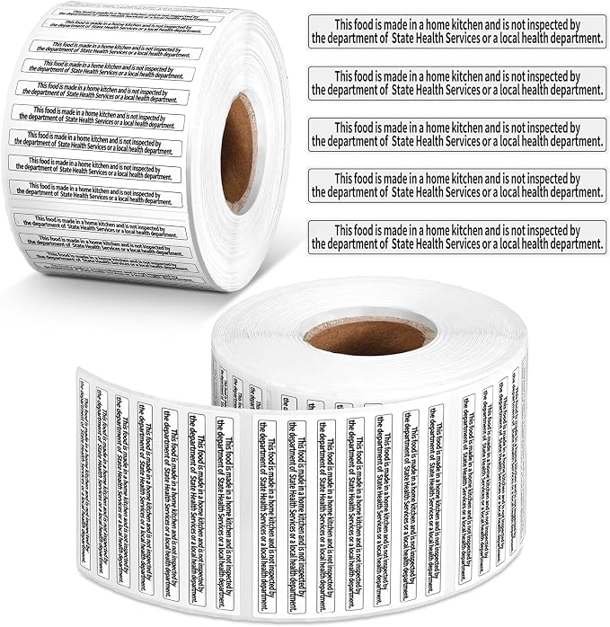 Marspark 500 Count Cottage Food Law Labels Stickers Made in A Home Kitchen Inspection Statement Thermal Printed Labels for Home Kitchen (2 x 0.26 Inch)