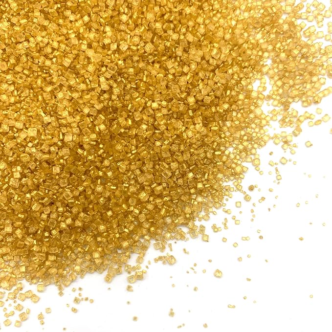 Edible Gold Sanding Sugar Sprinkles Cupcake Cake Toppers, Celebrations Candy Pearls Shaker Jar Wedding Party Cake Dessert Food Decoration Supplies 3.2oz(Gold)