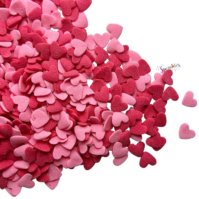 SE Si&Moos Jumbo Heart Sprinkles Jumbo Red and Pink Hearts Edible Hearts Confetti for Decorating Valentines Cake Decorations Pink and Red Sprinkles for Baking, Party Wedding Baby Shower Valentines Supplies 3.35 OZ