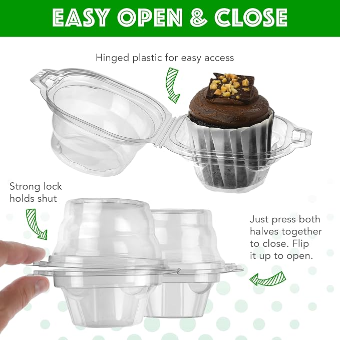 Green Direct Clear Stackable Cupcake Boxes Disposable Individual Cupcake Containers Airtight With Lid Plastic Carrier Bpa Free Cupcake - 100
