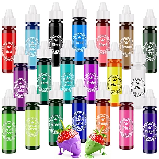 Oil Based Food Coloring for Chocolate, 20x10ml Food Colors Set for Valentine's Day Cake Decorating - Nomeca Food Grade Edible Food Dye for Baking,Candy Melts Cookies Fondant - .35 Fl. Oz Bottles