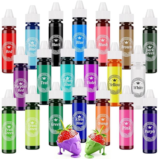 Oil Based Food Coloring for Chocolate, 20x10ml Food Colors Set for Valentine's Day Cake Decorating - Nomeca Food Grade Edible Food Dye for Baking,Candy Melts Cookies Fondant - .35 Fl. Oz Bottles
