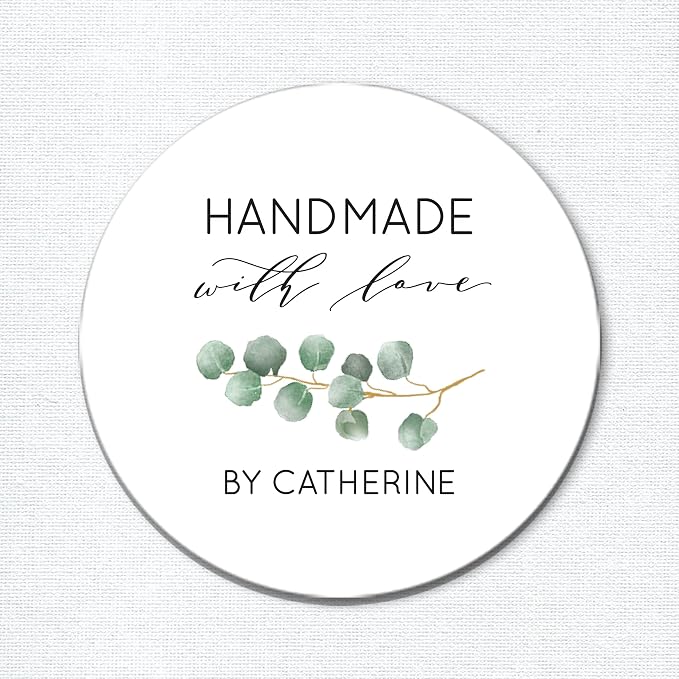 Custom Made with Love Stickers, Handmade Gift Stickers, Business Stickers, Personalized Labels for Favors, Baked Goods, Gifts