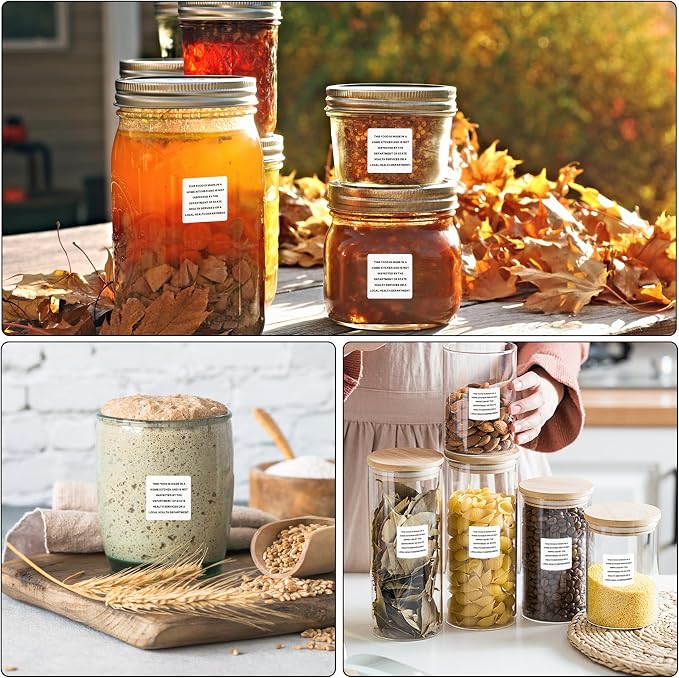 500 Count Cottage Food Law Labels Stickers, 1.5 x 1.5 Inch Home Made Stickers Labels, Ingredients Labels Stickers for Home Kitchen