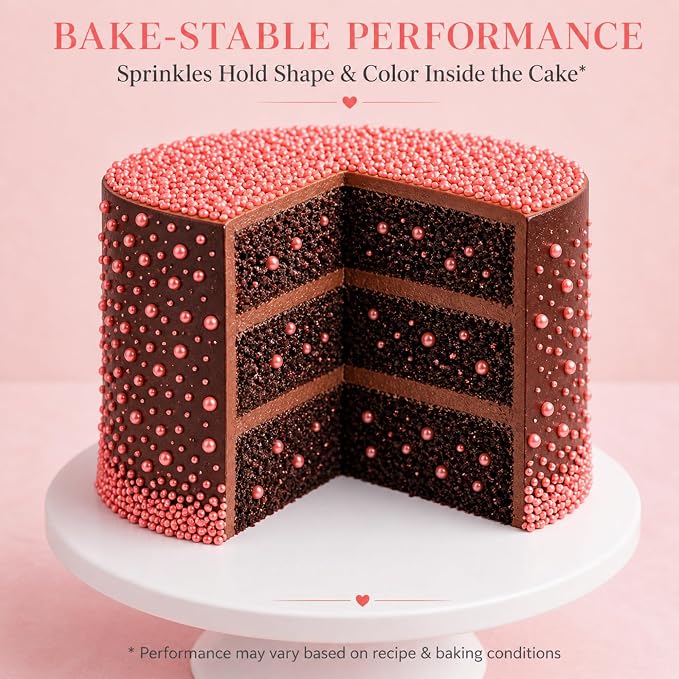 Confect Mix Rose Pink Pearls & Jimmies Sprinkle | Baby Shower & Birthday Sprinkle | Edible Sprinkles for Cakes & Cupcakes Decoration - Vegan, Gluten-Free, Nut-Free, Soy-Free, Dairy-Free, Palm Oil-Free – 4.2 Oz