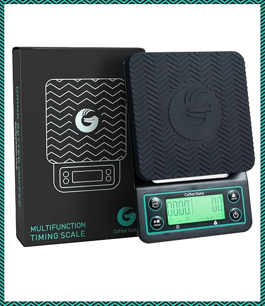 Coffee Gator Coffee Scale 0.1g Precision with Timer - 3kg Digital Scale ﻿Large LCD Weighing Kitchen Multifunctional for Pour Over, French Press, Espresso, Bean, Food, Drink