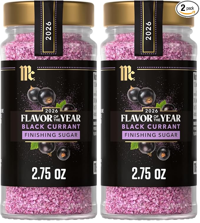 McCormick Finishing Sugar, Black Currant, 2026 Flavor of the Year, Rimming & Baking Sugar, For Dessert, Ice Cream, Muffins, Cupcakes, Pie, Cocktails, Fruit, and More, 2.75 oz (Pack of 2)
