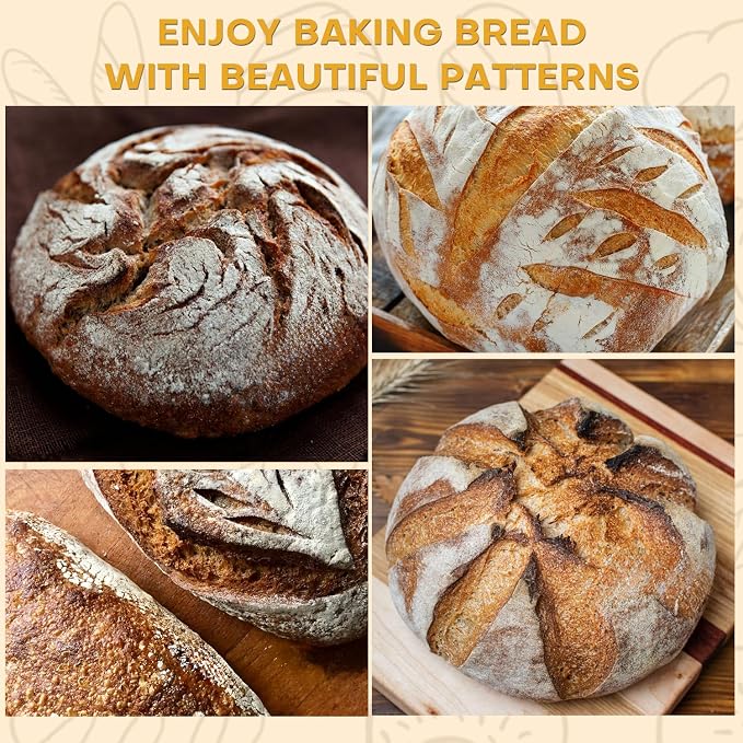 Sourdough Starter Kit, Sourdough Kit Include Banneton Proofing Basket, Sourdough Starter Jar, Bread Lame, Dough Scraper, Dough Whisk Scraper and Silicone Bread Sling