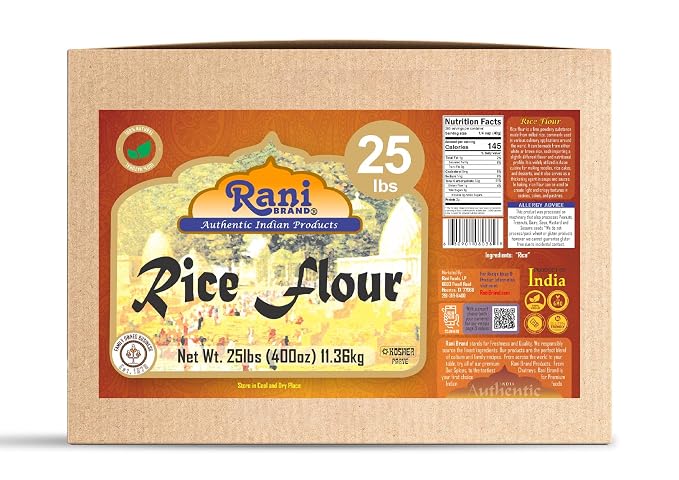Rani Rice (White) Flour 400oz (25lbs) 11.36kg Bulk Box ~ All Natural | Gluten Friendly | Vegan | NON-GMO | Kosher | Indian Origin