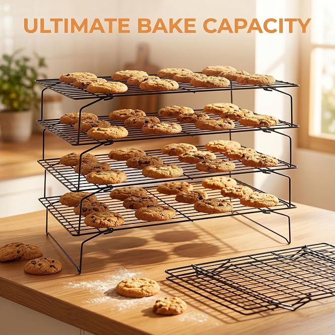 Detachable Collapsible Cooling Racks, Wire Cooling Rack Stackable Drying Rack for Bread Cookie Baking Candy Fruits (4-tier)