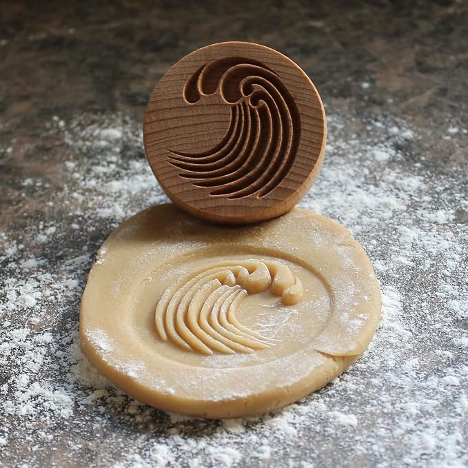 Wood Cookie Stamp, 2.5 Inch (Wave CS-137)