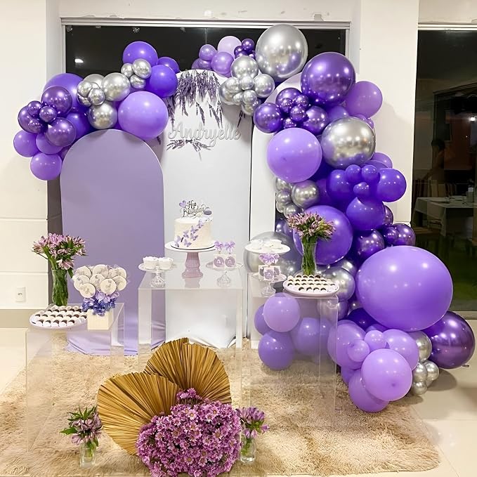 Voircoloria 105pcs Dark Purple Balloons 12inch Party Latex Balloons for Birthday Baby Shower Halloween Wedding Valentine's Day Party Bachelorette Decorations