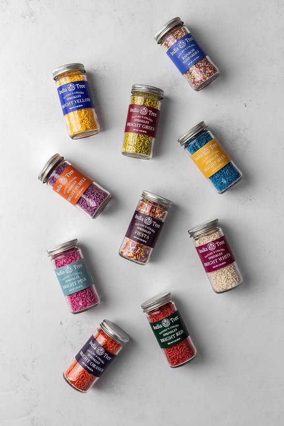 Bright Orange Sprinkles – Vegan, Non‑GMO, Dye‑Free, Allergen‑Free, 3 oz Jar – India Tree Nature’s Colors