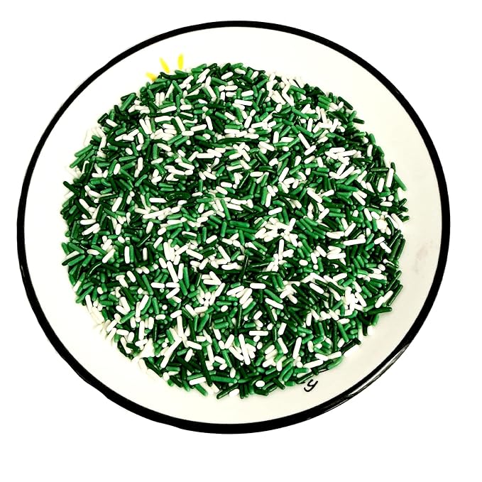 Homipooty St Patrick's Day Jimmy Edible Green and White Jimmies Sprinkles Sugar Candy for Cake Decorating 78g/2.75oz Cookie Cupcake Topper Ice Cream and Dessert Decorating