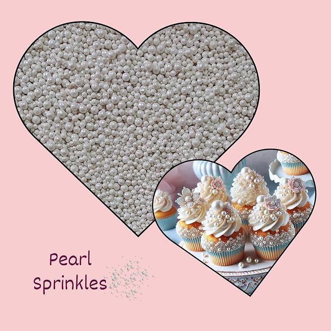 Confect Pearl White Cake Sprinkles – Confect Love Disco Balls Mashup Edible Sprinkles for Cupcakes, Cakes & Cookies – Elegant White Sugar Pearls & Decorative Toppings | Vegan, Gluten-Free, Nut-Free, Soy-Free, Dairy-Free, Palm Oil-Free- 4.2 Oz