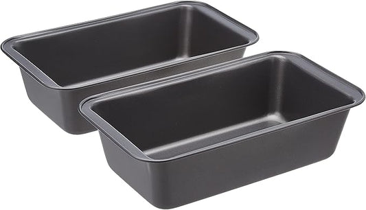 Amazon Basics Rectangular Nonstick Bread Loaf Pan for Baking Meatloaf with Even Heat Distribution,9.5 x 5 Inch,Gray,Set of 2,(Pack of 6)