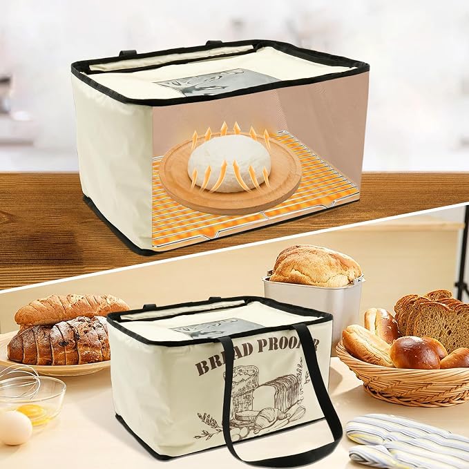 Oxford Cloth Bread Proofing Box, Even Heating Foldable Dough Proofer with Shelf Dough Proofer Box Precise Control Dough Fermentation Chamber Space Saving with Adjustable Temperature & Timer Controller