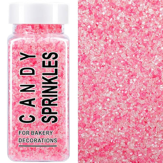 Valentines Pink and White Sanding Sugar Sprinkles Mix, 4.6 oz Edible Sparkling Sugar Crystals for Baking Topping, Cupcake, Cookie, Ice Cream & Cake Decorating, Wedding Shower Princess Party Supplies