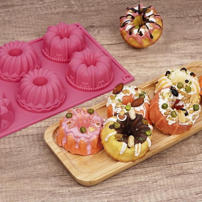 3Pcs Mini Fluted Tube Cake Pans for Baking, 6-Cavity Silicone Cake Pan Nonstick, Silicone Cake Mold for Cupcakes, Donuts, Cornbread, Brownies, Jellies