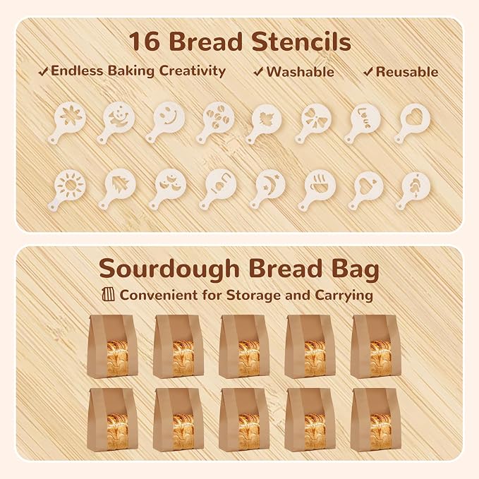Sourdough Starter Kit, 9" Round and 10" Oval Banneton Bread Baking Supplies, Bread Making Tools Kit, Sourdough Proofing Basket, Sourdough Kit Gifts for Bakers Women Wife Mom