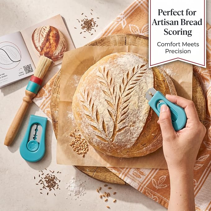 2Pcs Magnetic Bread Lame Dough Scoring Tool, Sourdough Lame Bread Scorer with 10 Stainless Steel Blades Portable Scoring Tool for Artisan Bread Baking