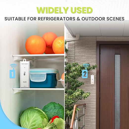 Wireless Freezer Thermometer with Alarm Refrigerator Thermometer, Fridge Freezer Alarm Thermometer Digital with 3 Adjustable Backlight and 330FT Remote Range for Kitchen Home Restaurant (Silver)