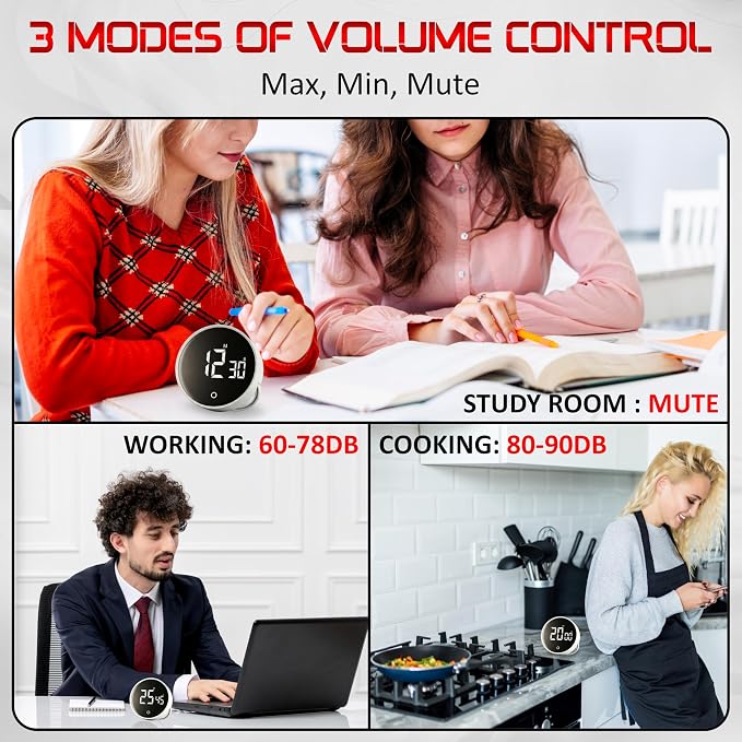 Digital Kitchen Timer, Magnetic Countdown Pomodoro Timer, Large LED Display, Rotary Twist Dial, Non Slip, Back Stand, Ideal for Cooking, Classroom, Study, ADHD, Productivity