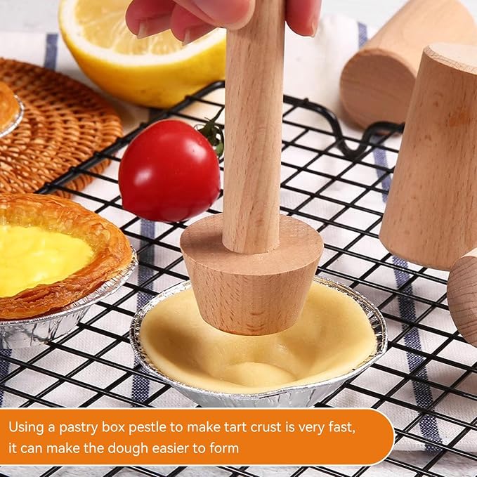 Wooden Tart Mold, Double Side Pie Dough Mold DIY Cake Pastry Baking Tamper Mini Pastry Tools for Cheesecakes Dessert Kitchen Baking Tools