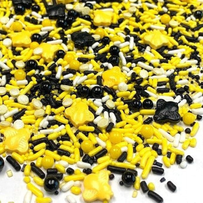 COOL MOM SPRINKLES Bumble Bee Sprinkles (4 oz.) – Summer Themed Birthday Sprinkles for Decorating Cakes, Cupcakes, Cookies & Desserts – Mixed in the USA/Gluten-Free