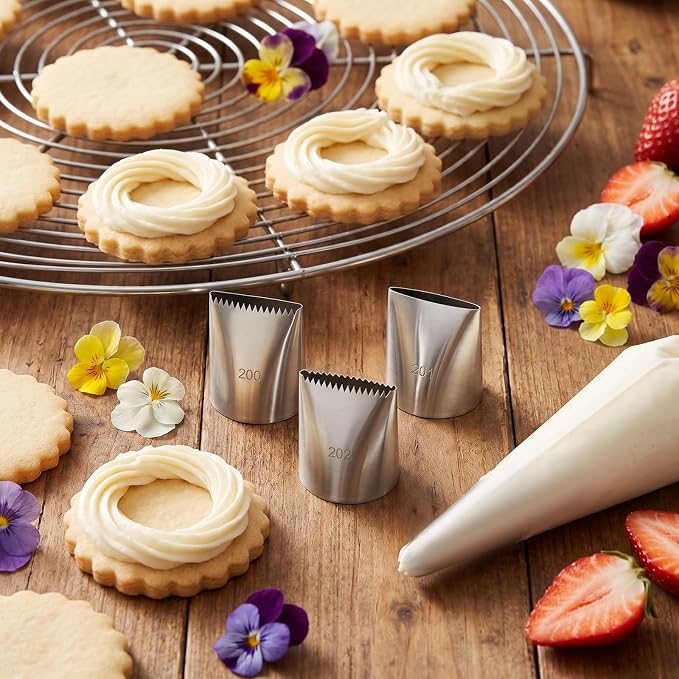 3 Pcs Large Frosting Piping Tips Kit, Piping Tips for Cake Decorating, Stainless Steel Icing Pipings Nozzles, Cake Icing Nozzles Tip for Cupcakes, Cakes, Cookie and Decorating