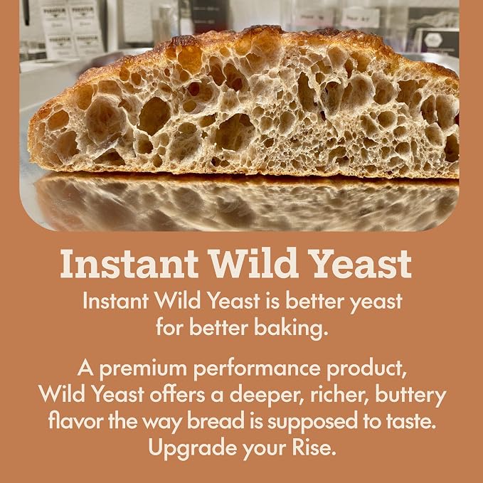 Leaven Foods Instant Wild Yeast (0.25oz Packets) 3-Pack - Bakes Up To 21 Breads - Premium Baker's Yeast for Better Baking - Deep, Rich, Buttery Bread Flavor - All Natural, Gluten Free, & Non GMO