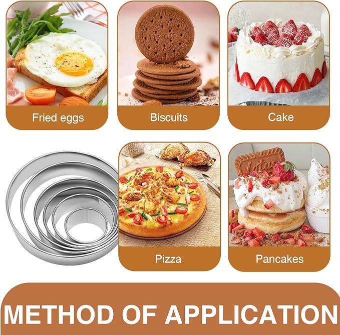 6 Pcs Round Cookie Cutter Set (2, 3, 3.5, 4, 5, 6 Inch), Large Stainless Steel Circle Cookie Donut Cutte