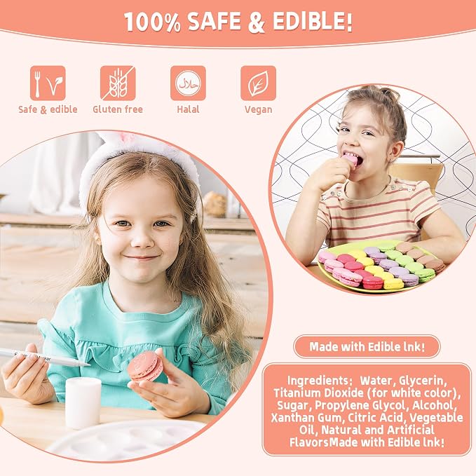 Food Coloring Markers Edible White Ink Pen Double Sided Extra Fine Tip Edible Markers for Fondant Cookie Cake Chocolate Decorating - Set of 3