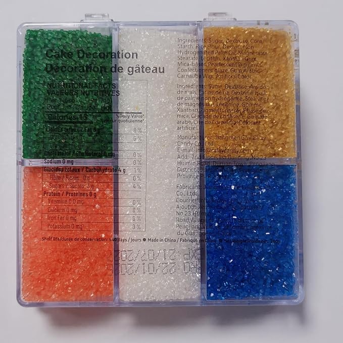 HeDeon&Rles White Gold Blue Green Orange Sanding Sugar Crystals Sparkling Sugar Crystals for Baking Icing Cookie Pancake Cake Toppers Halloween Christmas New Year Supplies