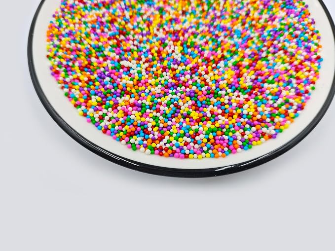 Edible Colorful Nonpareil Sprinkles,Rainbow 2mm Sugar Pearls for Cake Decorating, Baking, Ice Cream, Cookies, Cupcake Topper Autumn Decorations,4.59oz