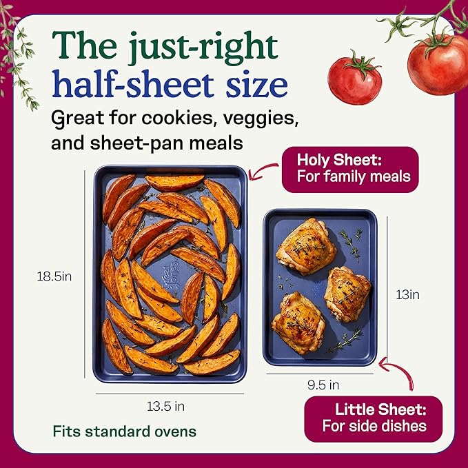 Great Jones Holy Sheet Pan (Blueberry) | Nonstick, Half-Sheet Pan | Aluminized Steel, 18.5" x 13.5" | for Baking, Roasting, & Broiling | Premium Bakeware with Even Heat Distribution | Dishwasher-Safe