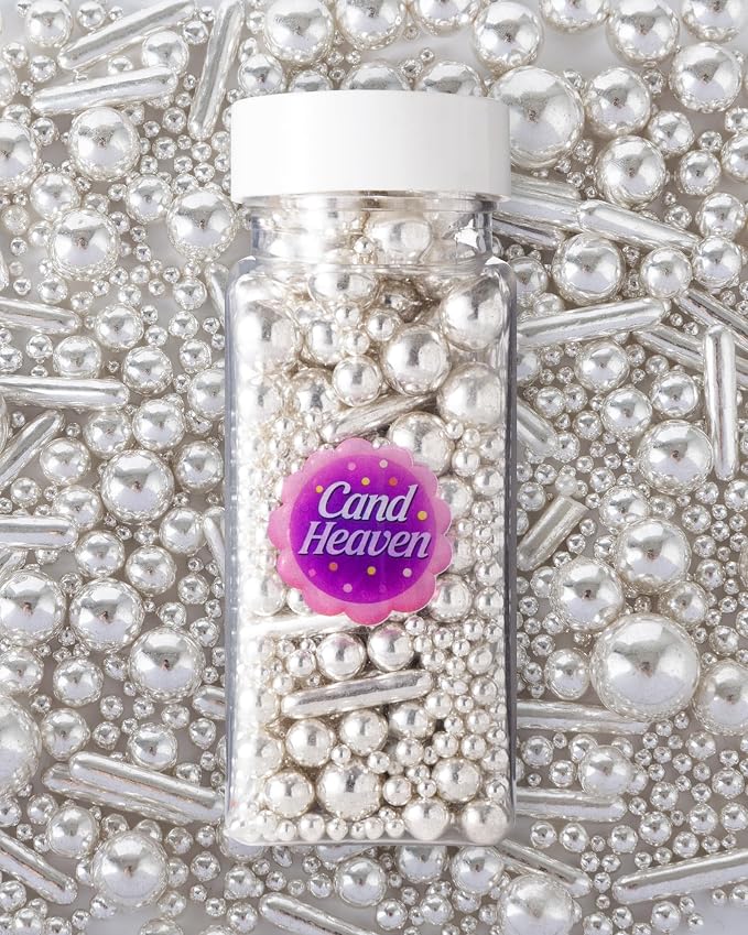 White Pearl Sprinkles and Edible Pearls, 120g (4.23oz), Cake Decorating Supplies, Shiny Cake Pearls for Cookies, Cupcakes, Cake Decorating