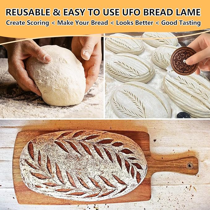 Upgraded UFO Bread Lame Cutter for Homemade Sourdough, Bread Scorer Tool for Sourdough with 5 Blades, & PU Case, Slashing Tool Bread Cutting Knife for Artisan Bread and Baguette Makers