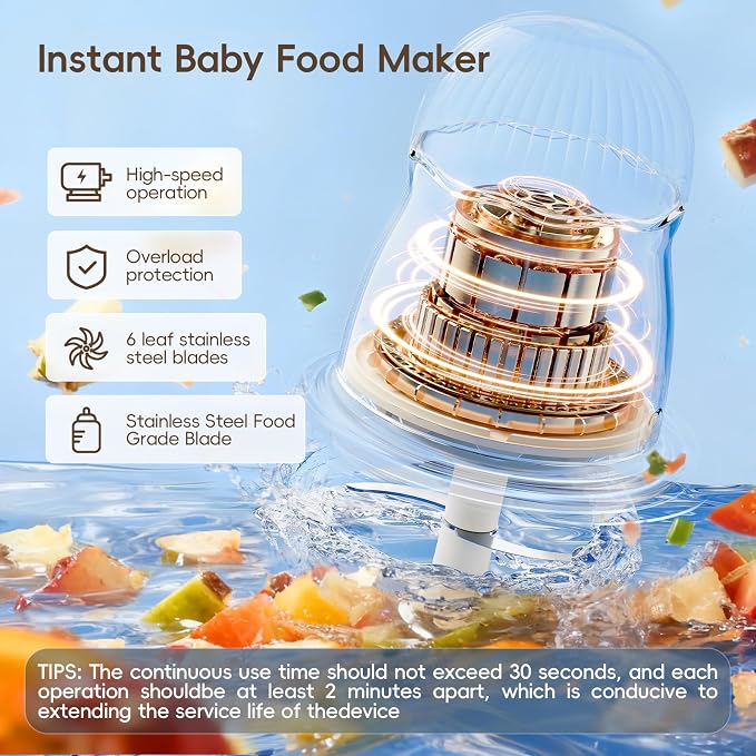 Baby Food Maker, Small Baby Food Processor Set, Fruit, Vegatable, Meat, 10oz Baby Food Maker & Puree Blender with Baby Containers, Food Freezer Tray, Silicone Spoons, Spatula, Green