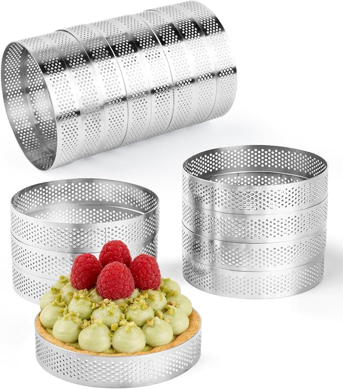 16 Pack Tart Rings,Stainless Steel 4 Inch Cookie Rings For Baking Small Pastry Rings Mousse Cake ring Heat-Resistant Crumpet Ring for Cooking Dessert