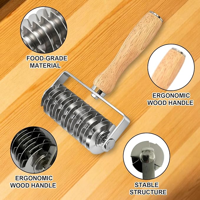 Pastry Lattice Roller Cutter,Stainless Steel Pie & Pizza Pastry Roller maker for Pastry Dough,Pizza Bread and Beef Wellington,Pie Crust Cutter for Even Decorative Crusts,Baking Gift for Home Bakers