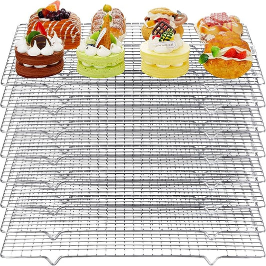 meekoo 8 Pieces Cooling Rack for Baking Cookie Cooling Wire Racks 16 x 10 Inches Cookie Rack Nonstick Baking and Cooling Grid for Cooking, Roasting, Grilling, Drying, Oven and Dishwasher Safe