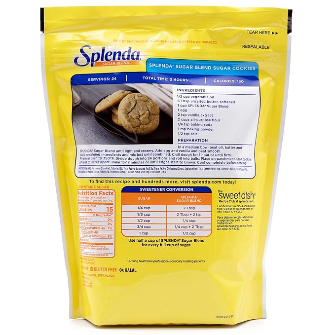 SPLENDA Low Calorie Sweetener for Baking Resealable Bag, Sugar Blend, 32 Ounce (Pack of 2)