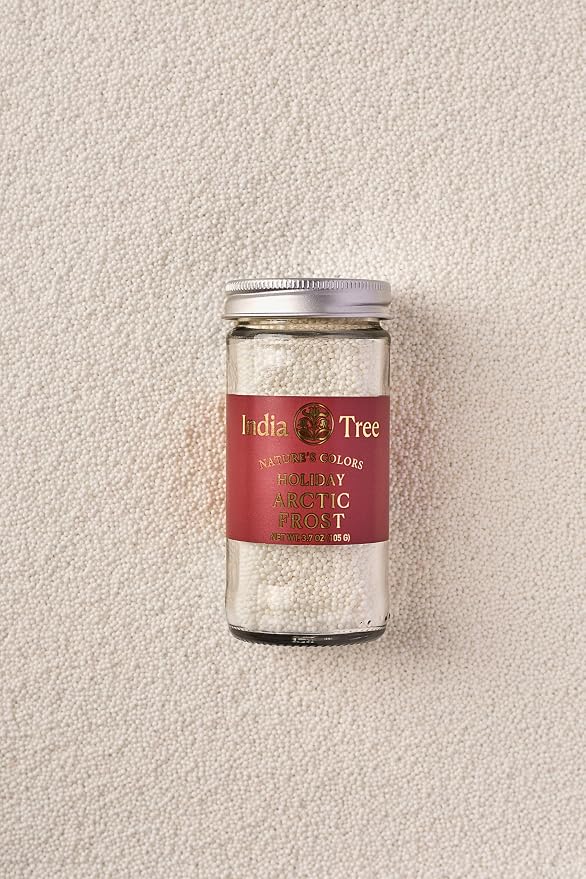India Tree Nature’s Colors Cake Decorations Arctic Frost Sprinkles in Glass Jar, Plant-Based Food Coloring, Non-GMO, No Artificial Dyes, Baking and Dessert Topping, 3.7 oz
