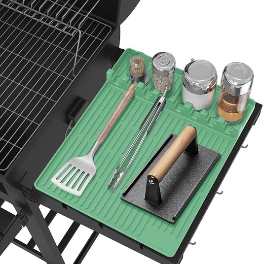 Silicone Griddle Tools Mat for Blackstone - Large Silicone Spatula Mat with Drip Pad - Griddle Mats BBQ Grill Accessories - Blackstone Griddles Accessories, Gifts for Men(Light Green)