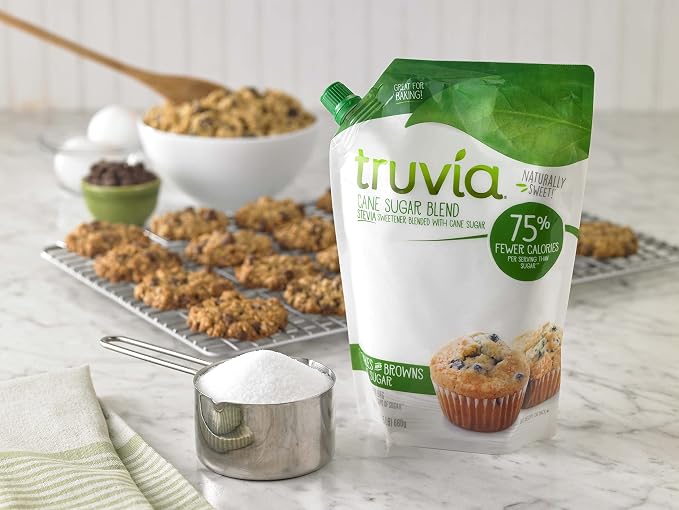 Truvia Cane Sugar Blend, Mix of Natural Stevia Sweetener and Cane Sugar, 24 oz Bag