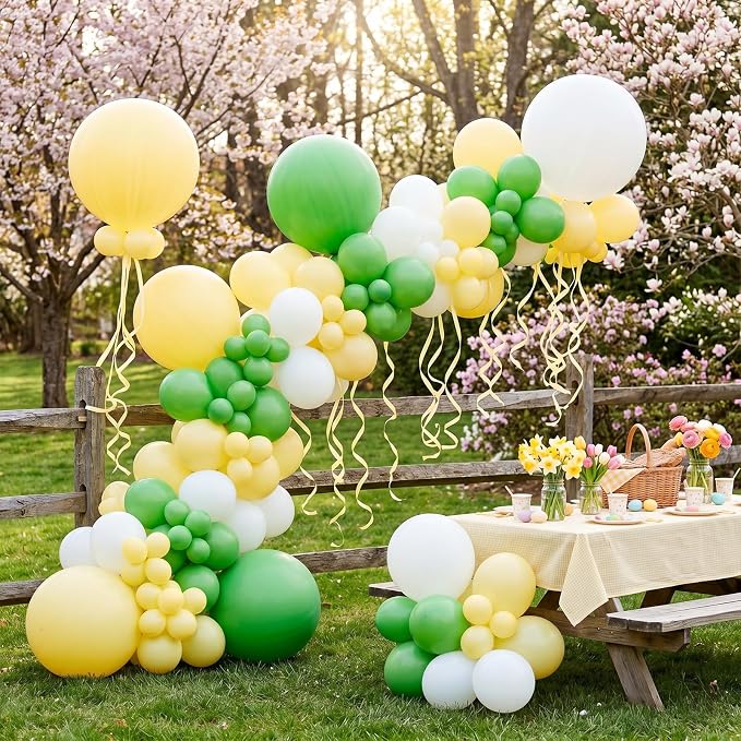 104pcs Pastel Yellow Balloons Different Sizes 18 12 10 5 Inch, Matte Macaron Light Yellow Balloon Garland Arch Kit for Daisy Sunshine Baby Shower Gender Reveal Birthday Decorations