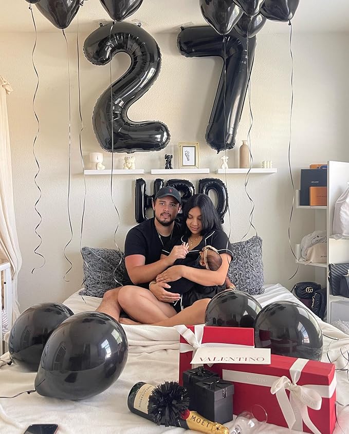 Black Number 4 Balloon 40 Inch, 4th Birthday Party Decorations for Children, Giant 4 Foil Balloon for Party Supplies
